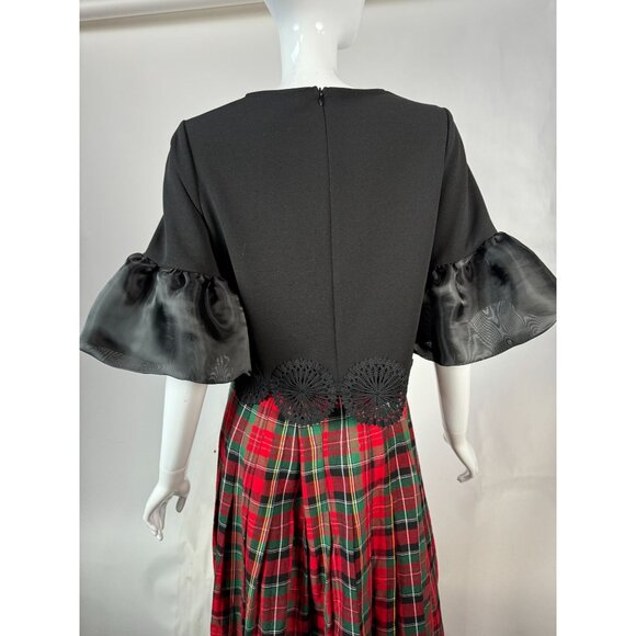 Gracia Black Top With Lace Hem & Organza Sleeves Size M - Picture 16 of 16